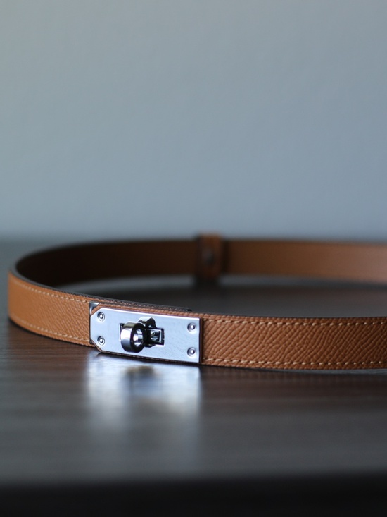 Vera Pelle Tan Leather Belt with Silver Tone Buckle main image 9